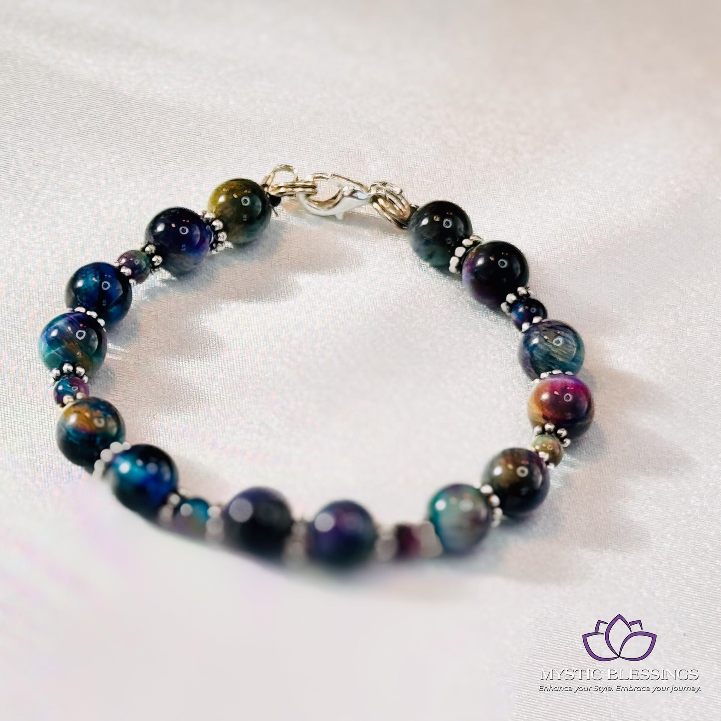 a beaded bracelet with multicolored glass beads