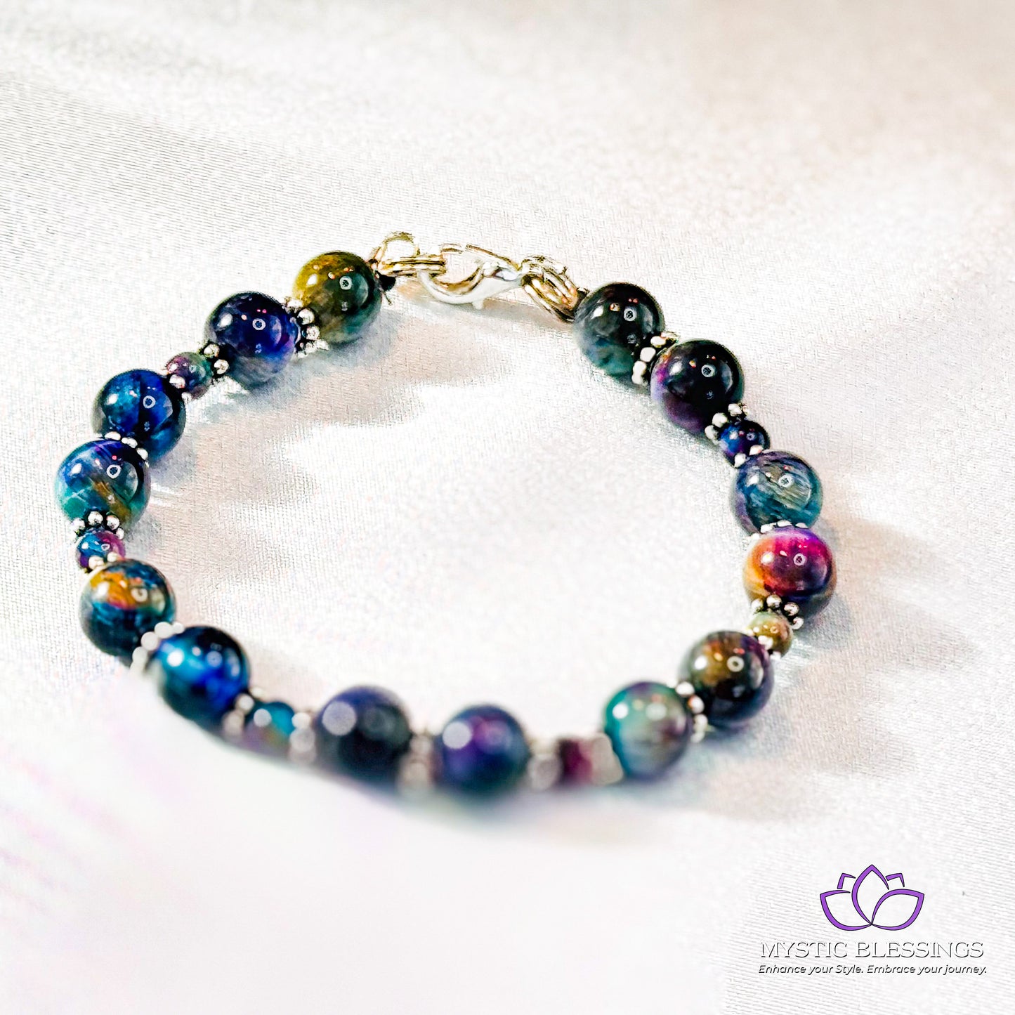 a bracelet with multicolored glass beads