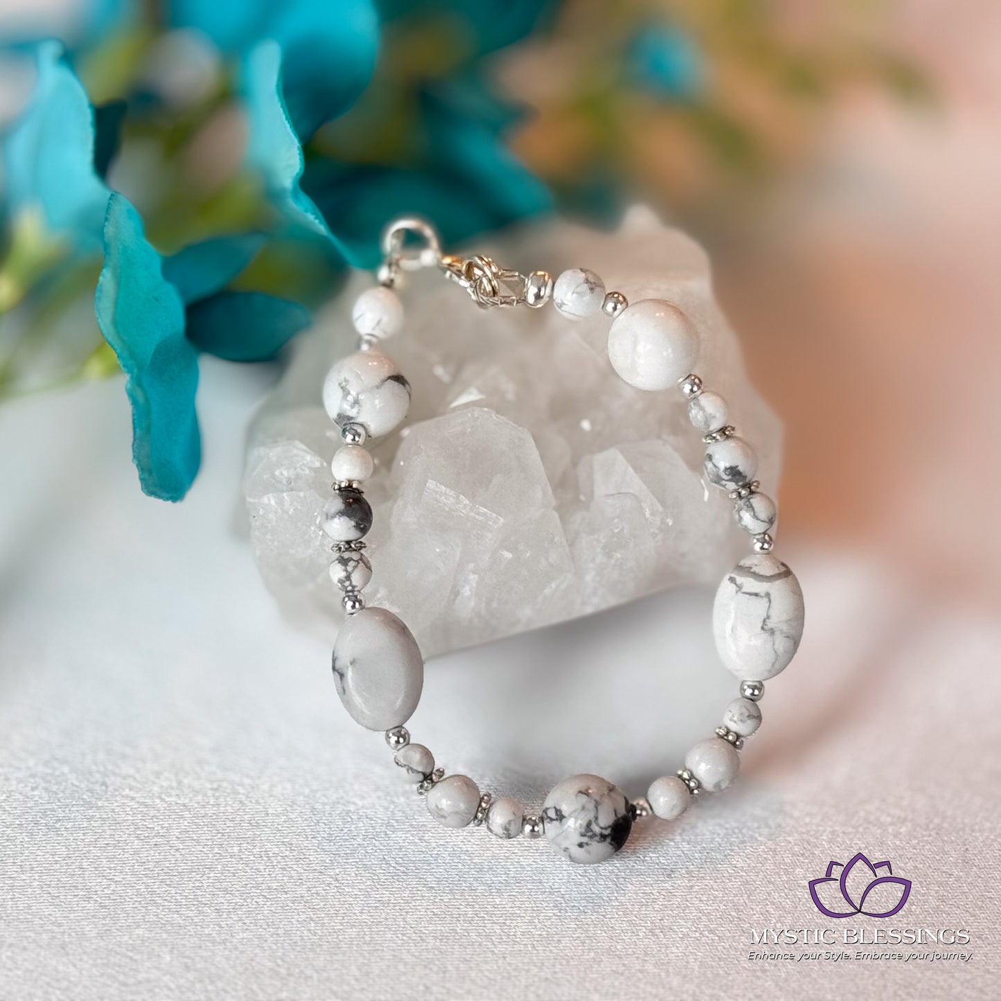a close up of a bracelet on a rock