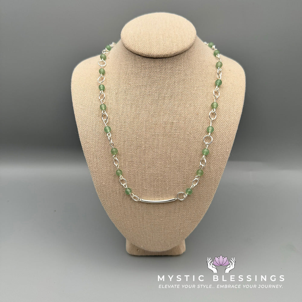 Green Aventurine Beaded Necklace - Natural Gemstone Jewelry for Healing and Meditation
