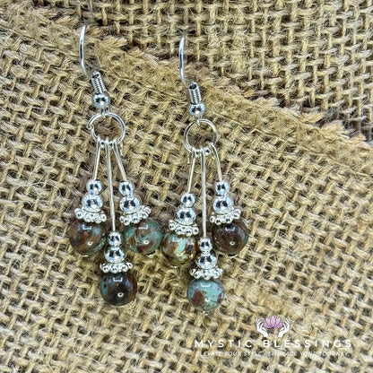 African Opal Dangle Earrings