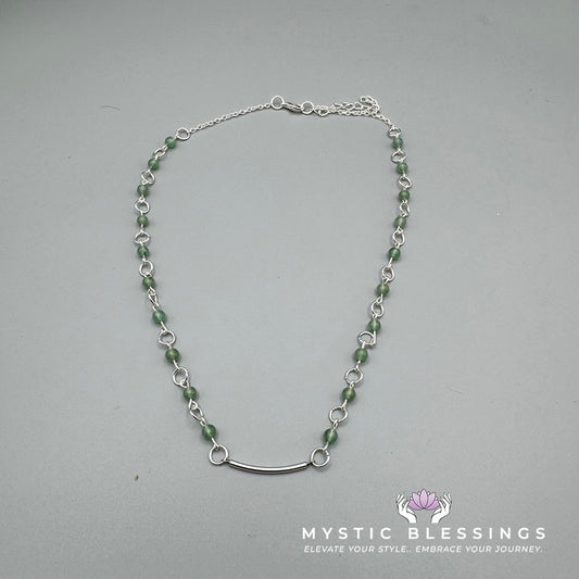 Green Aventurine Beaded Necklace - Natural Gemstone Jewelry for Healing and Meditation