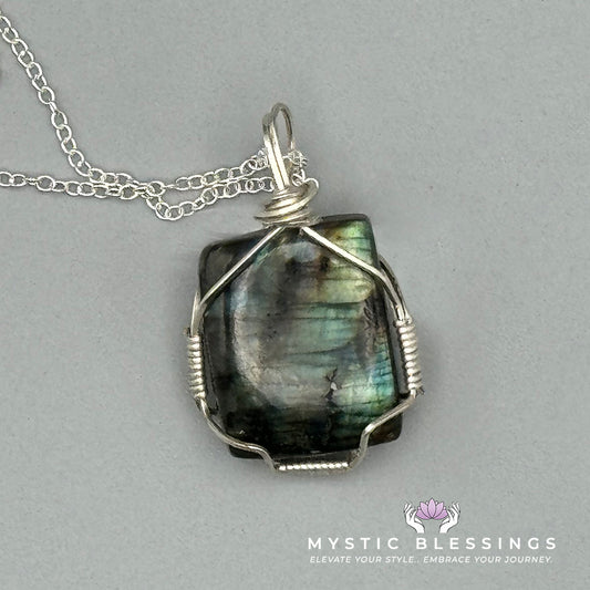 Labradorite Square Wrapped Pendant