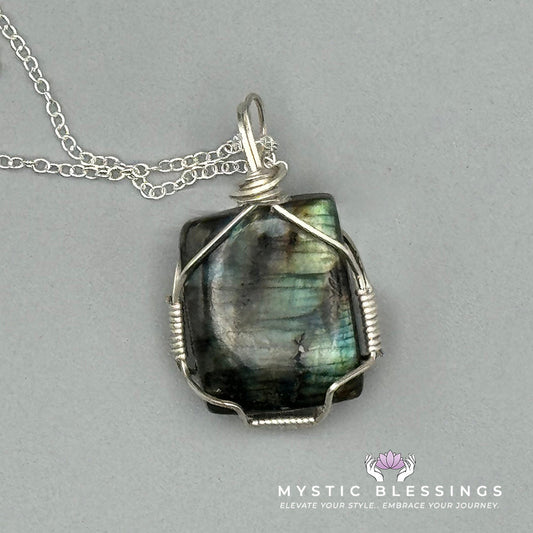 Labradorite Square Wrapped Pendant